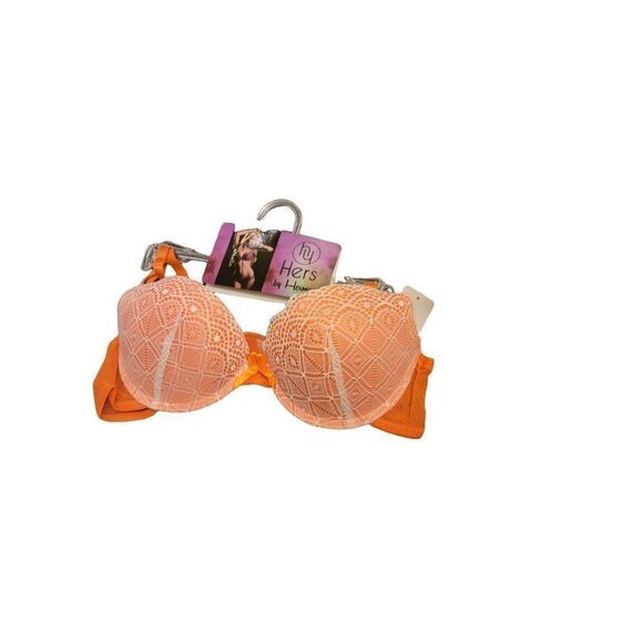 Hers By Herman Womens Orange Adjustable Strap Padded Push Up Bra Size 34B - Picture 3 of 8